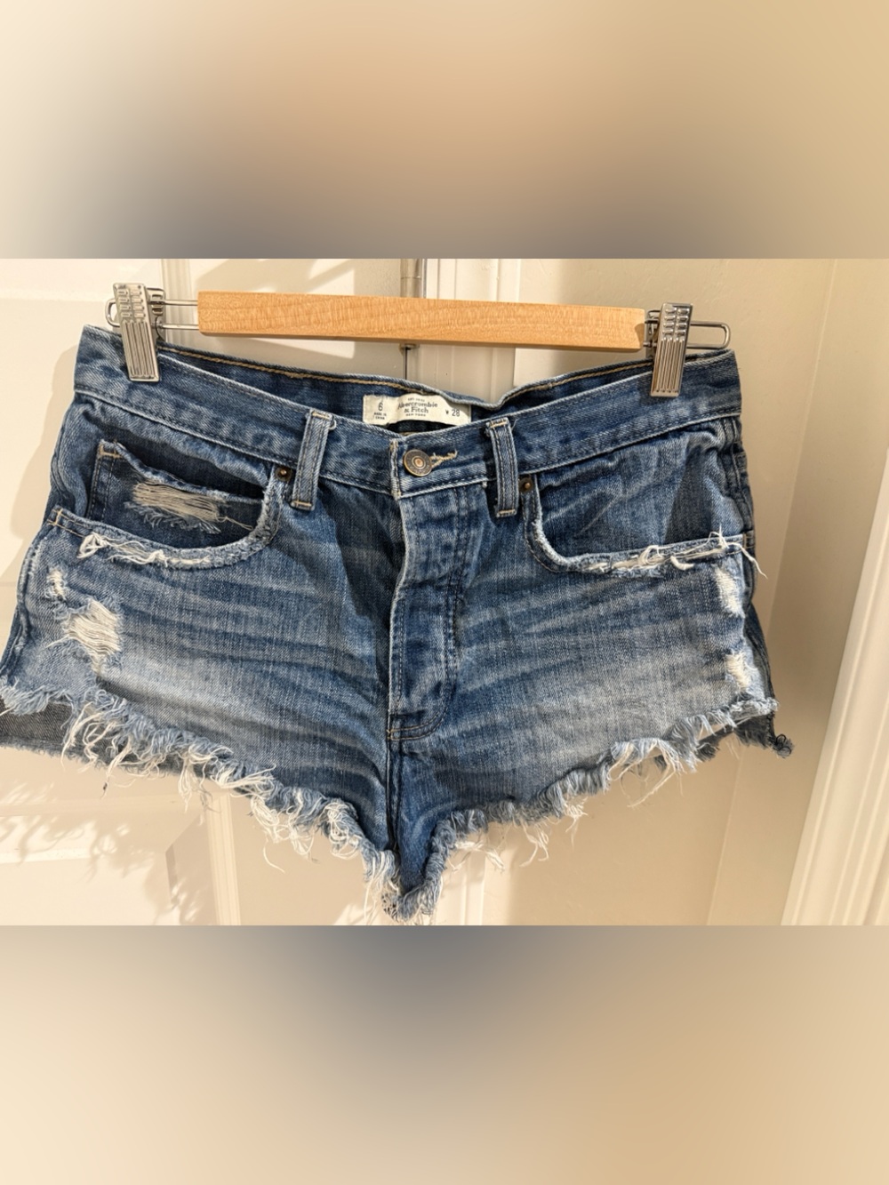 Abercrombie & Fitch Frayed Distressed Denim Shorts